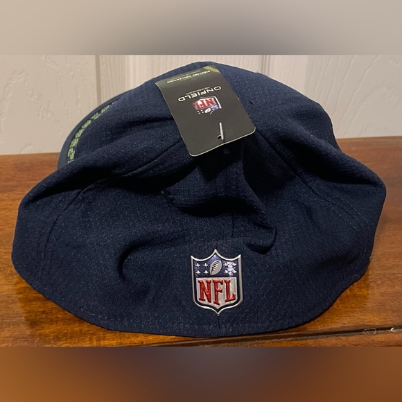 Seattle Seahawks Hat Cap New Era 59Fifty Blue Green Honeycomb SZ M/L NEW - Picture 9 of 13